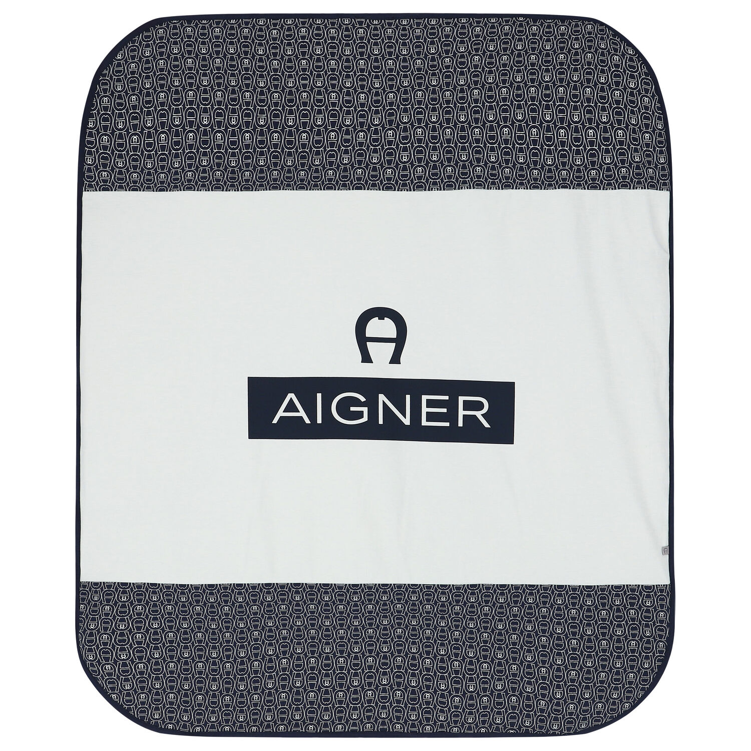 Baby Boys White & Navy Logo Blanket, 1, hi-res